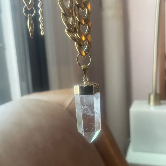 💎 Quartz crystal chunky curb chain necklace - Picture 7 of 11